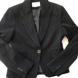 Justin Taylor Black Pinstripe Women's Single-Button Blazer